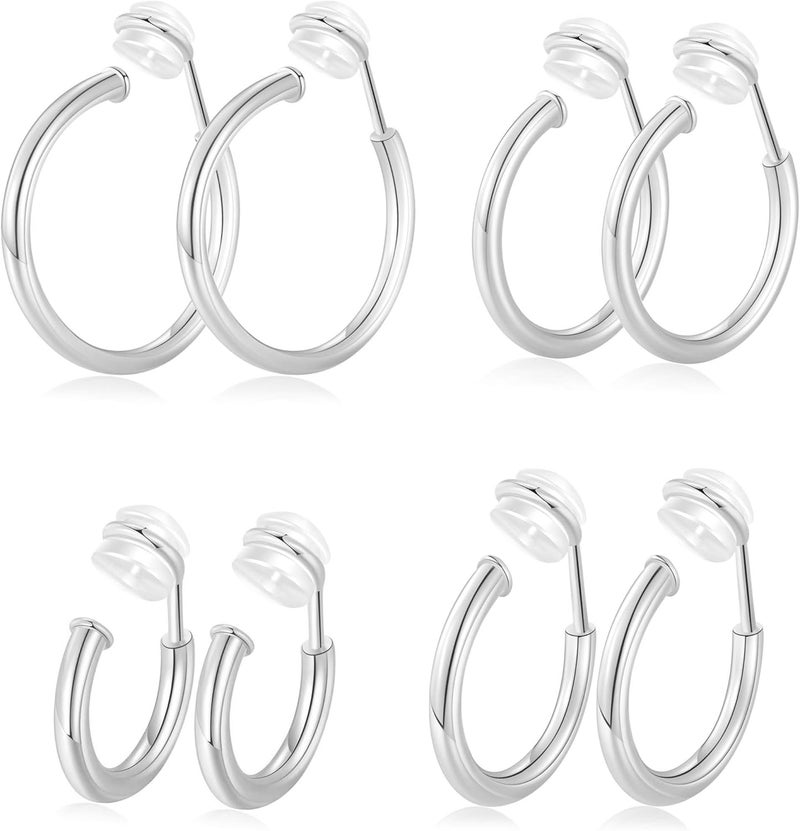 PLOMFOV Clip On Hoop Earrings for Women Non Pierced Earrings Clip On Gold Hoops Fake Earrings Clips for Non-Pierced Ears 10-20MM - Image 1